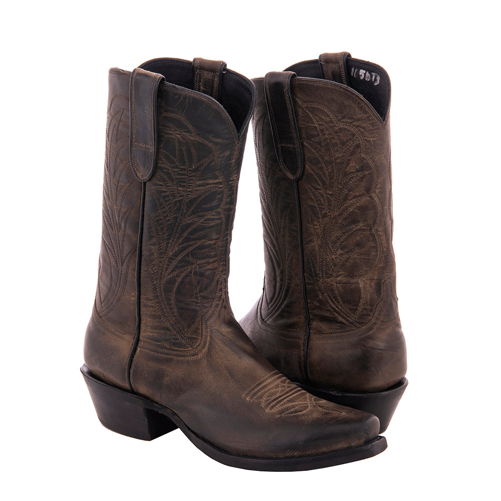 Men's 12" Grey Goat Winn Stitch with Toe Bug Cowboy Boot