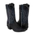 MEN'S 12-2 BLACK CAIMAN BLUE KIDSKIN FERN STITCH BK NUGGET CL COWBOY BOOT WITH MINI VIBRAM