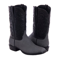 Men's 12" Grey Elephant Black Aniline Chocolate Aniline Fern Inlay with Mini Vibram Sole