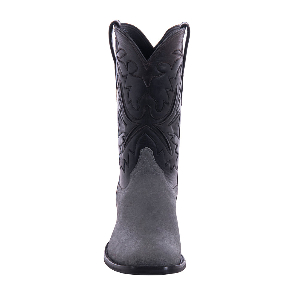 Men's 12" Grey Elephant Black Aniline Chocolate Aniline Fern Inlay with Mini Vibram Sole