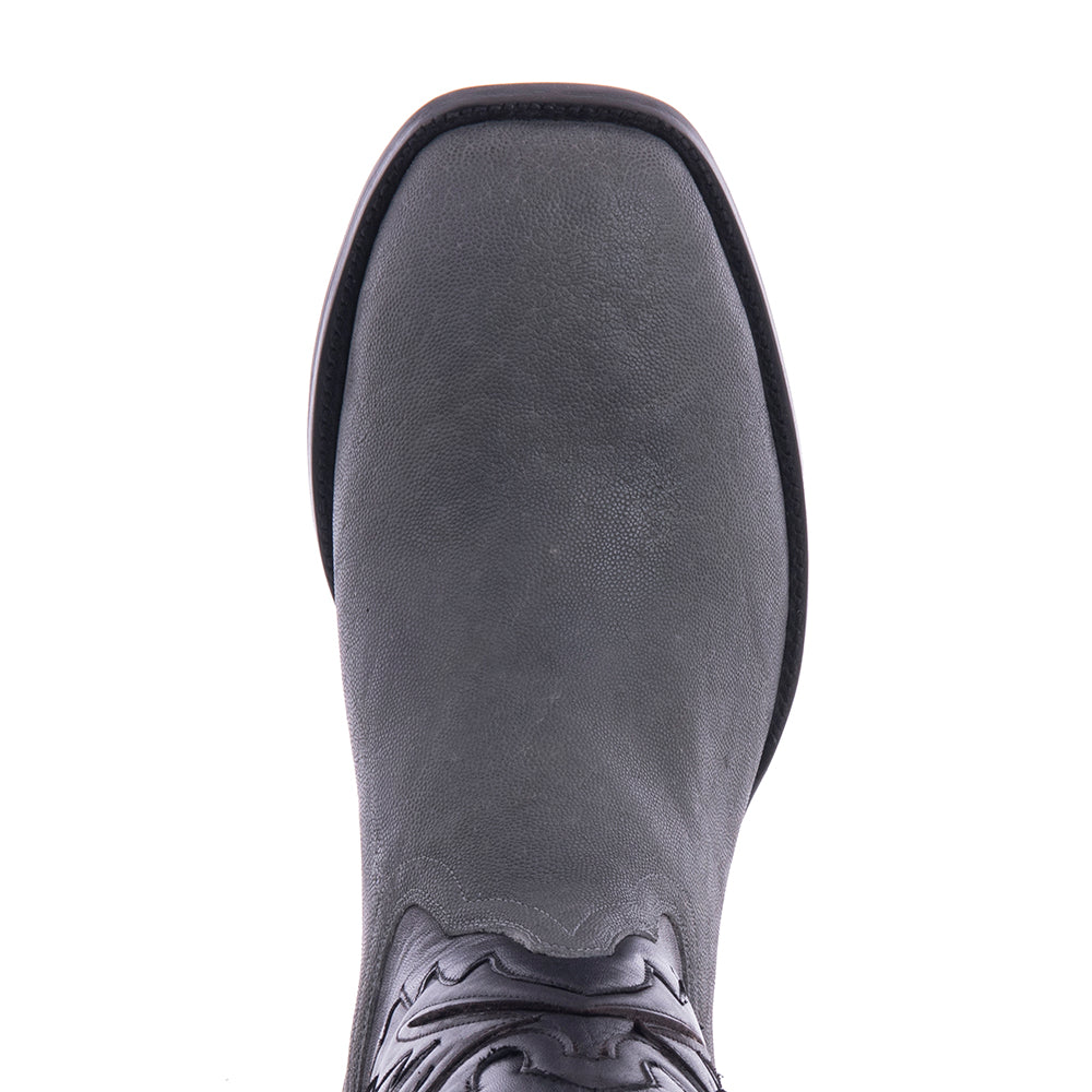 Men's 12" Grey Elephant Black Aniline Chocolate Aniline Fern Inlay with Mini Vibram Sole