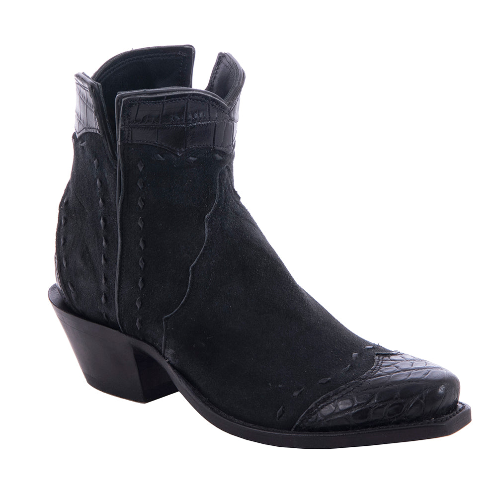 Ladies Short Black Break Goat with Black Nile Details and Full Buckstitch Boot