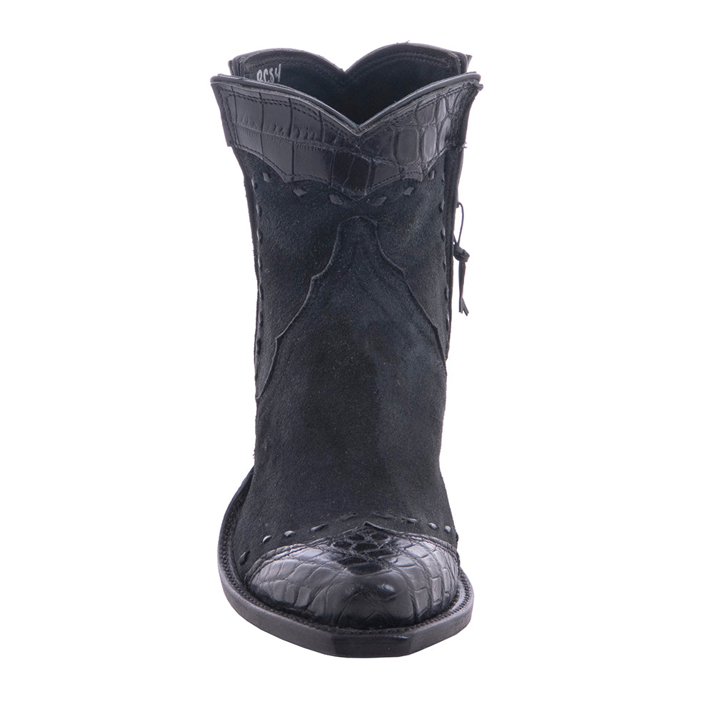 Ladies Short Black Break Goat with Black Nile Details and Full Buckstitch Boot