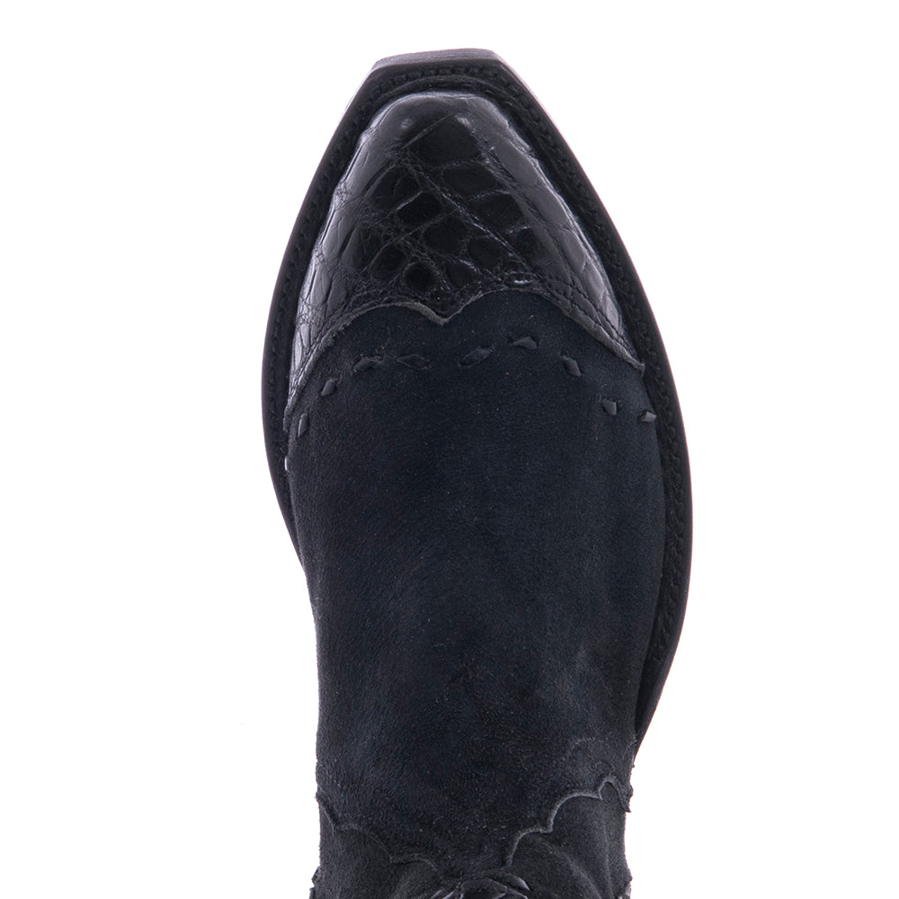 Ladies Short Black Break Goat with Black Nile Details and Full Buckstitch Boot