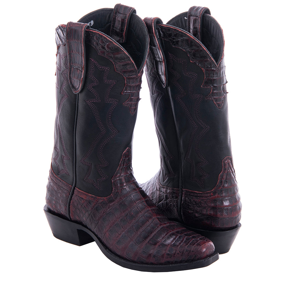 Men's 12" Black Cherry Caiman Black Aniline Georgia Pete Cowboy Boot