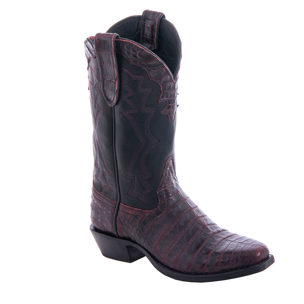 Men's 12" Black Cherry Caiman Black Aniline Georgia Pete Cowboy Boot