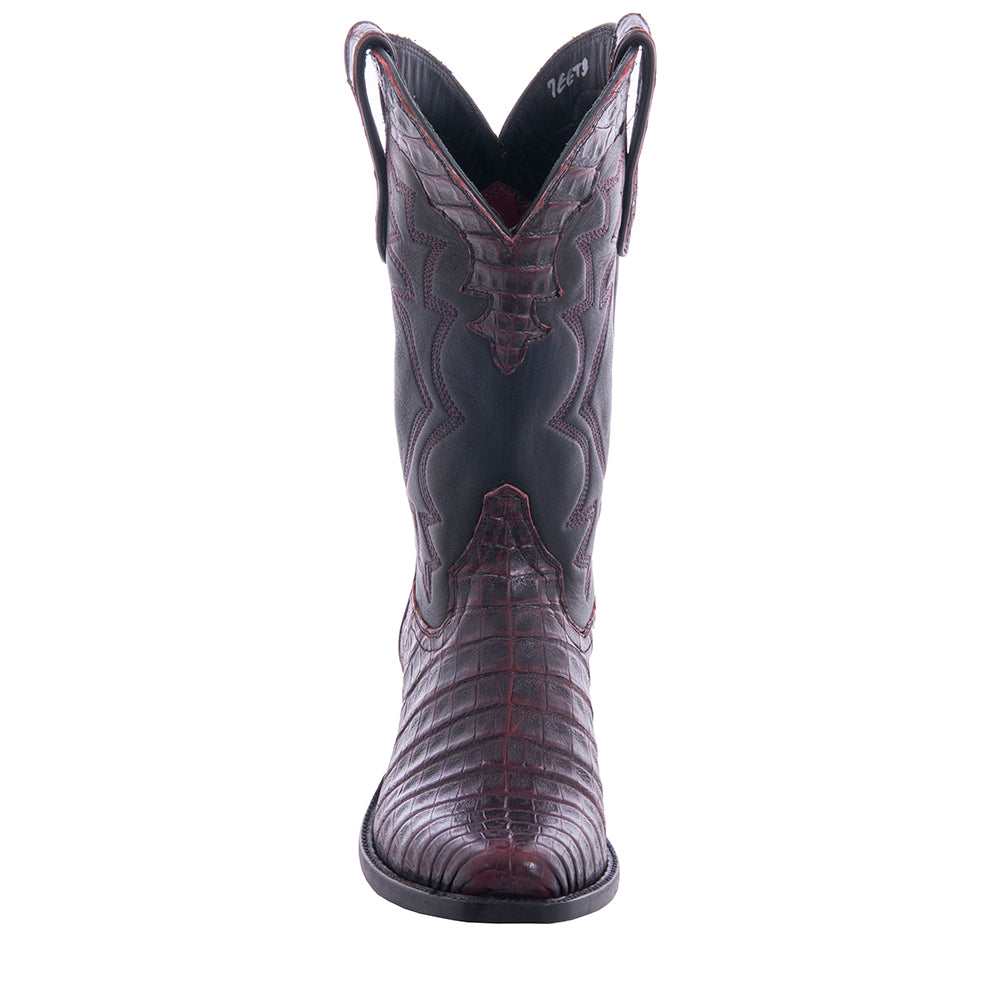 Men's 12" Black Cherry Caiman Black Aniline Georgia Pete Cowboy Boot