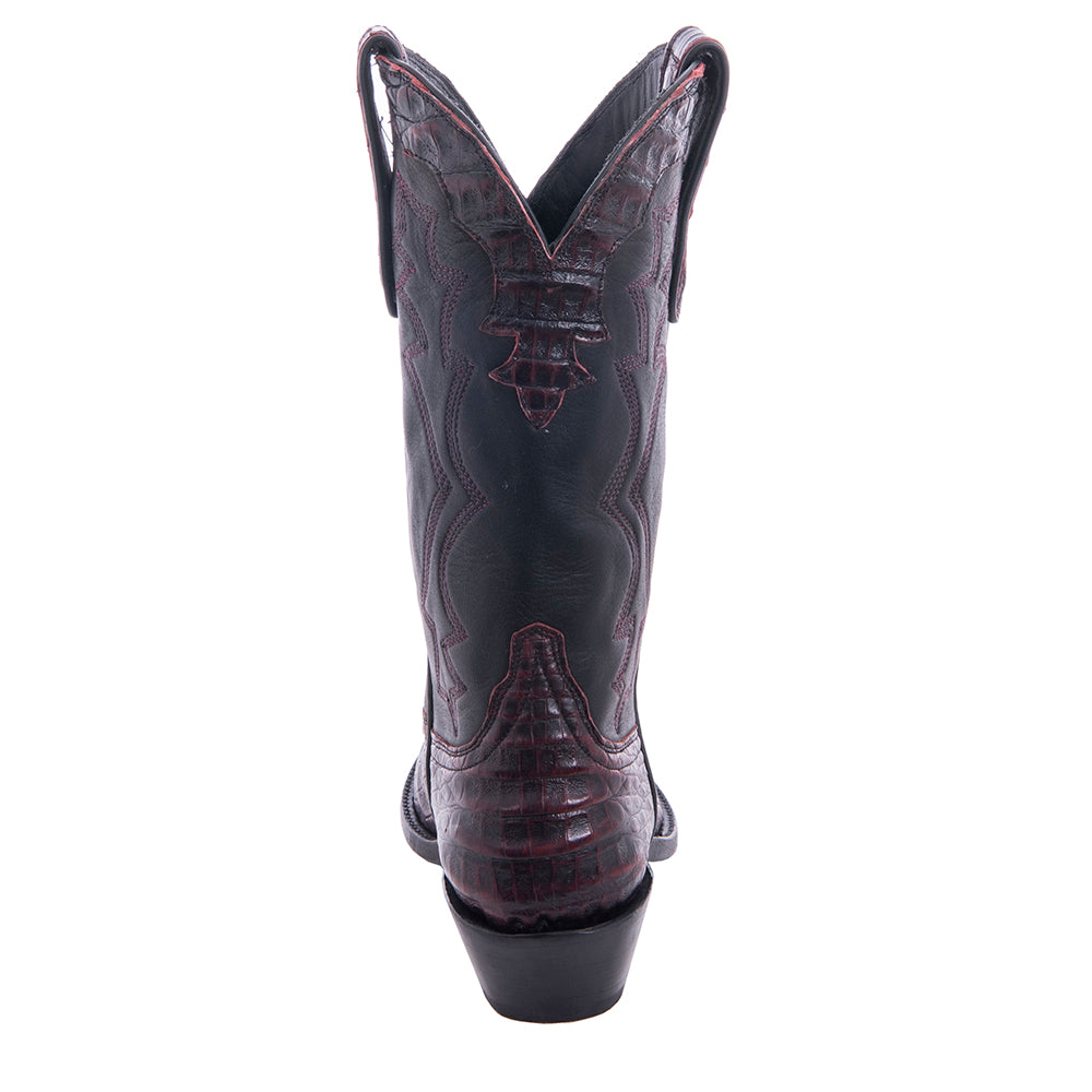 Men's 12" Black Cherry Caiman Black Aniline Georgia Pete Cowboy Boot