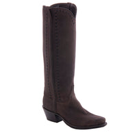 Ladies 17" Chocolate Nubuck Covered Side Seam 1/2 Buckstitch Cowboy Boot