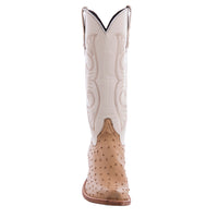 Ladies 14" Natural Full Quill Ostrich Bone Kidskin Swan Cowboy Boot