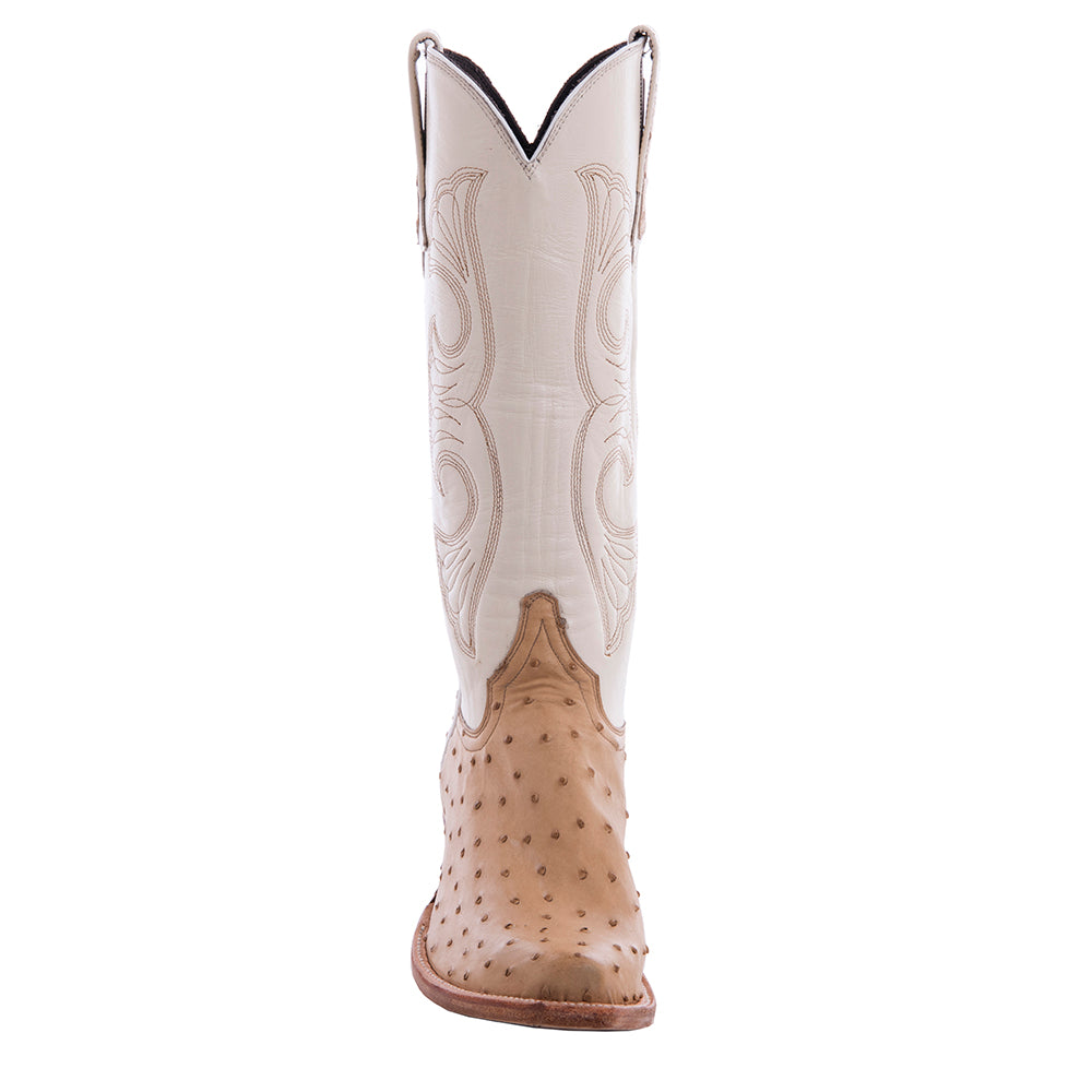 Ladies 14" Natural Full Quill Ostrich Bone Kidskin Swan Cowboy Boot