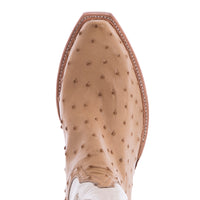 Ladies 14" Natural Full Quill Ostrich Bone Kidskin Swan Cowboy Boot