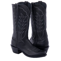 Ladies 13” Black Aniline with White Winn Stitch and Toe Bug Cowboy Boot