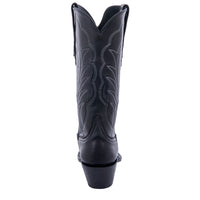 Ladies 13” Black Aniline with White Winn Stitch and Toe Bug Cowboy Boot