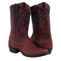 Men's 12" Rust Pebbled Bison Brandy Gaucho Old Nugget Cowboy Boot with Mini Vibram Sole