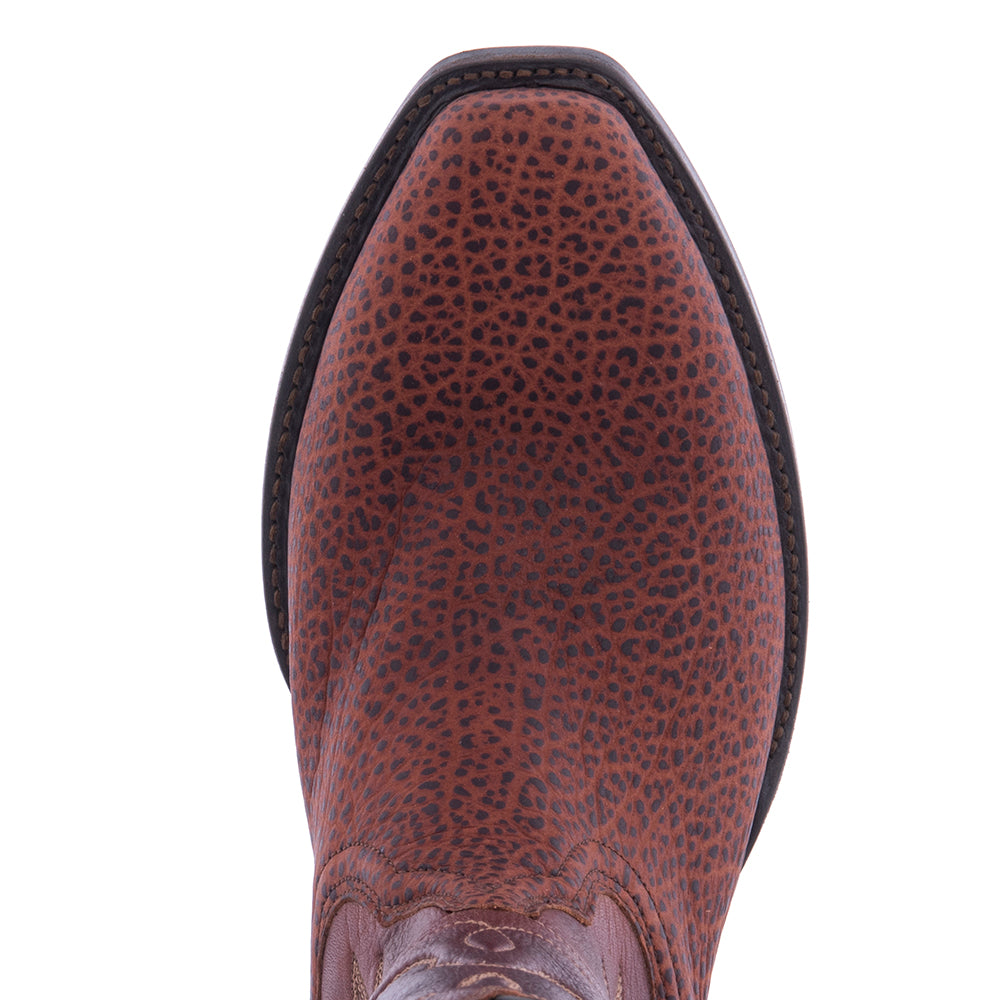 Men's 12" Rust Pebbled Bison Brandy Gaucho Old Nugget Cowboy Boot with Mini Vibram Sole