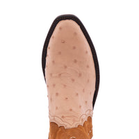 Ladies' Short Natural Full Quill Ostrich and Sand Roughout Natural Buckstitch Boot