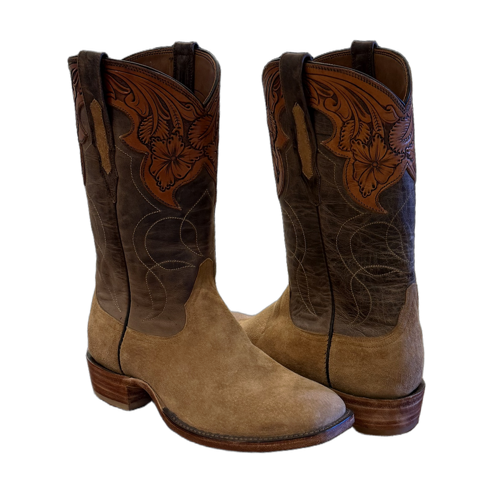 Men's 14-2 Dunn Boar Jarret Tooled WT Collar Stitched Cowboy Boot with Heavy Sole