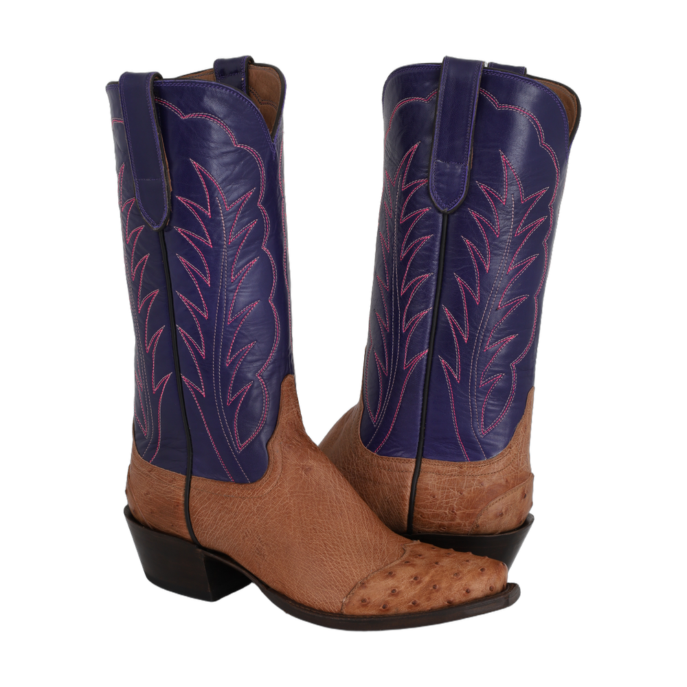 LADIES 13-2 BRANDY SMOOTH OSTRICH DARK PURPLE WINN FQ WT, HF COWBOY BOOT