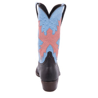 Ladies Brown Aniline and Smooth Ostrich Indigo Cowboy Boots