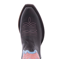 Ladies Brown Aniline and Smooth Ostrich Indigo Cowboy Boots