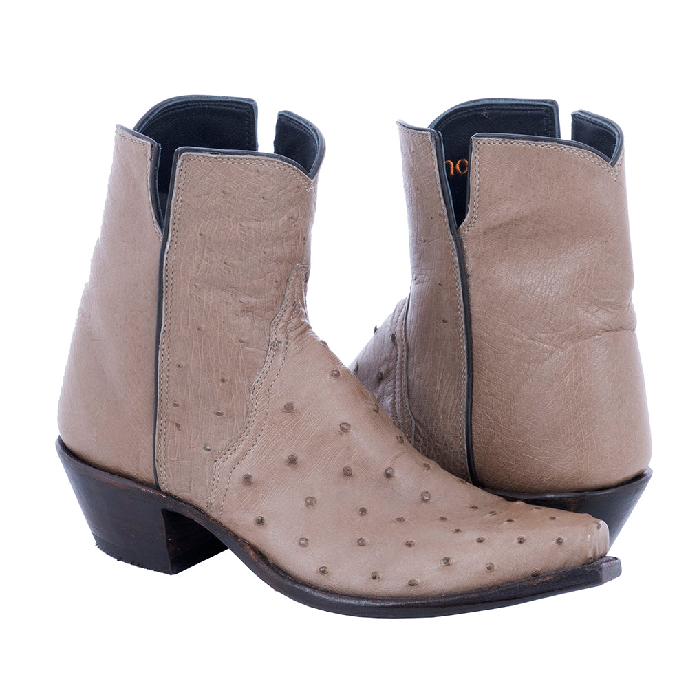 Ladies Mouse Grey Ostrich Short Boot