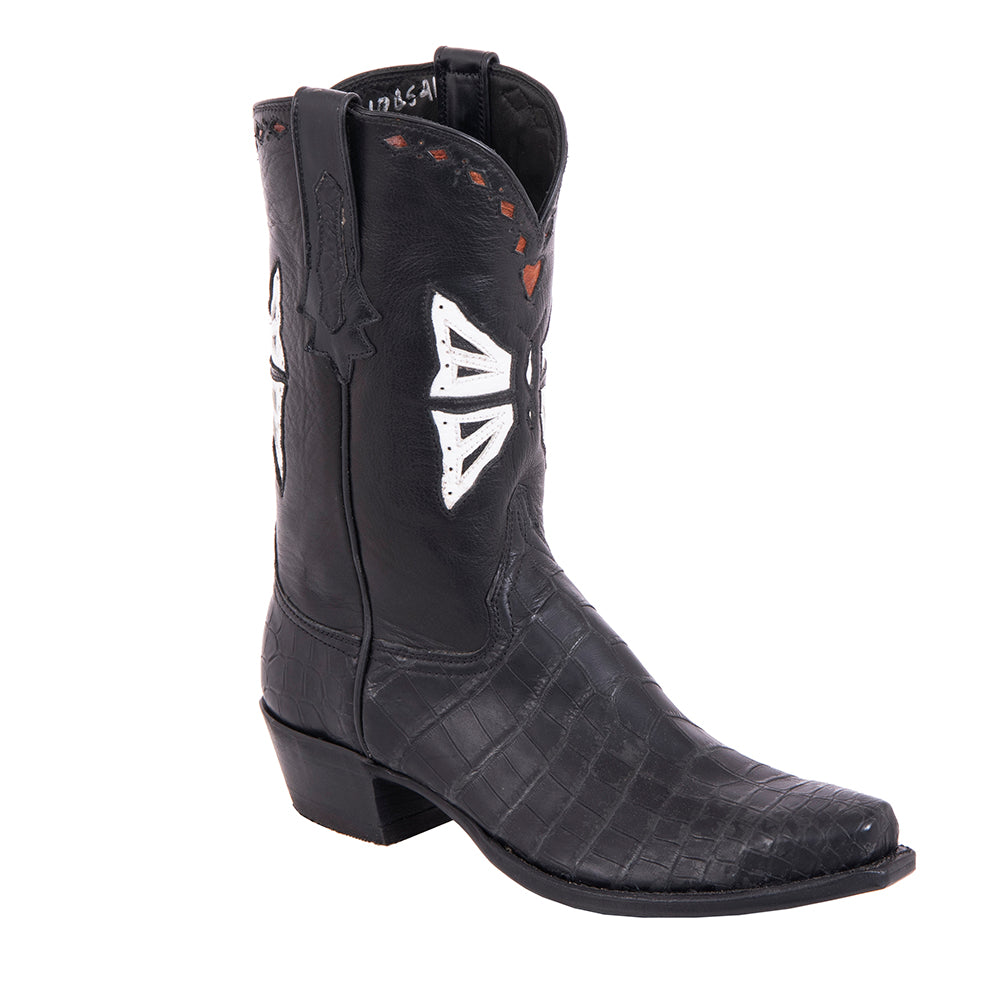 Ladies 12" Black Gator Butterfly Cowboy Boots