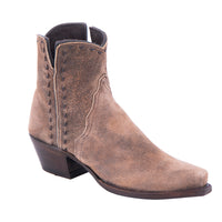 Ladies Short Mocha Lamb Buckstitch Boots