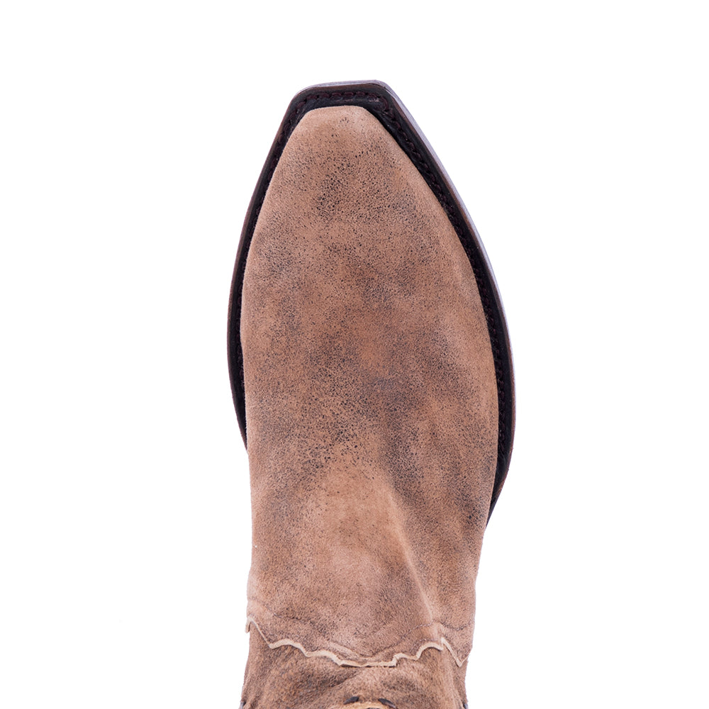 Ladies Short Mocha Lamb Buckstitch Boots