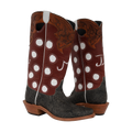 MEN'S GREY GIRAFFE MERLOT GAUCHO POLKA DOT MW COLLAR CUSTOM BRAND COWBOY BOOT SIZE 9 EE