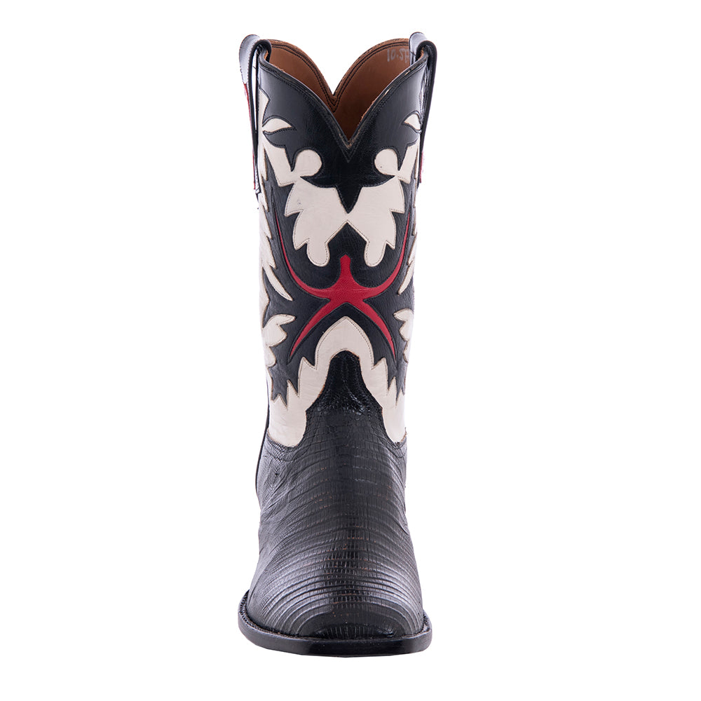 Men's 12" Tan Distress Lizard Bone Old Nugget Cowboy Boot