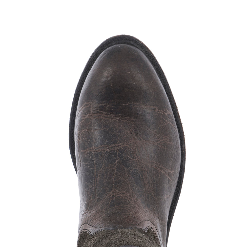Men's Roper 12" Grey Bison, Dark Grey Aniline Roughout