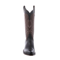 Ladies Black and Brown Aniline Tulip Stitch Cowboy Boots