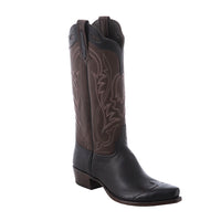 Ladies Black and Brown Aniline Tulip Stitch Cowboy Boots