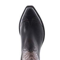 Ladies Black and Brown Aniline Tulip Stitch Cowboy Boots