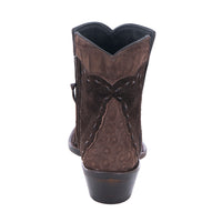 Ladies Chocolate Brown Roughout Alligator Tipped Short Boots
