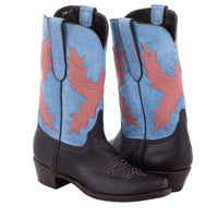 Ladies Brown Aniline and Smooth Ostrich Indigo Cowboy Boots