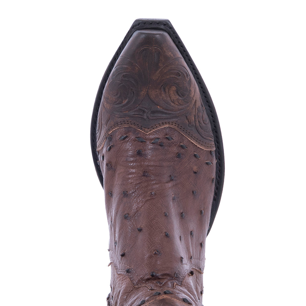 Ladies Antique Kango and Ostrich Hand Tooled Short Boot
