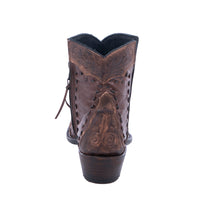 Ladies Antique Kango and Ostrich Hand Tooled Short Boot