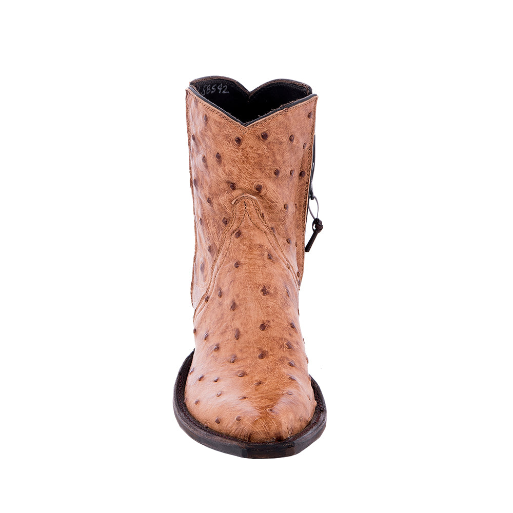 Ladies Brandy Full Quill Ostrich Short Boots