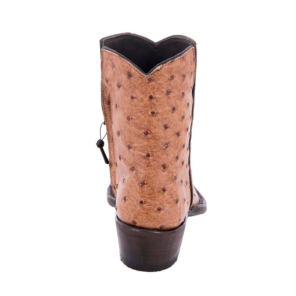 Ladies Brandy Full Quill Ostrich Short Boots