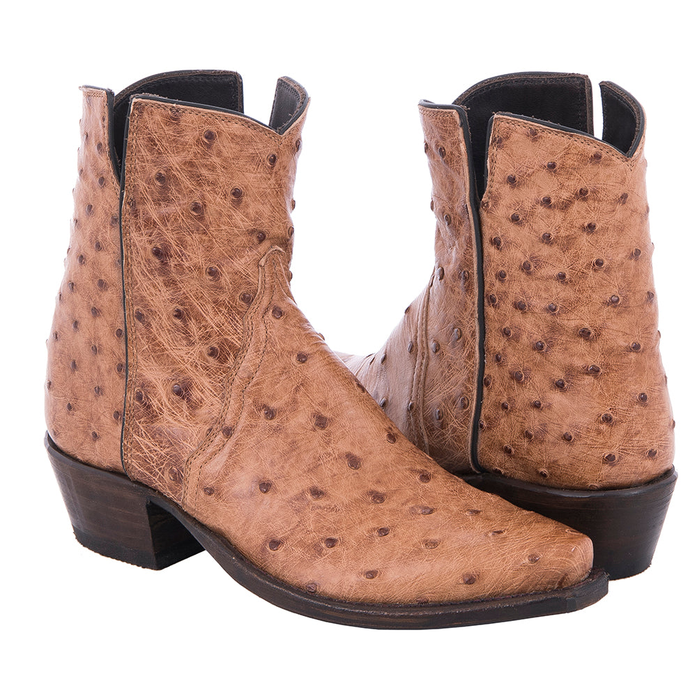 Ladies Brandy Full Quill Ostrich Short Boots