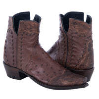 Ladies Antique Kango and Ostrich Hand Tooled Short Boot