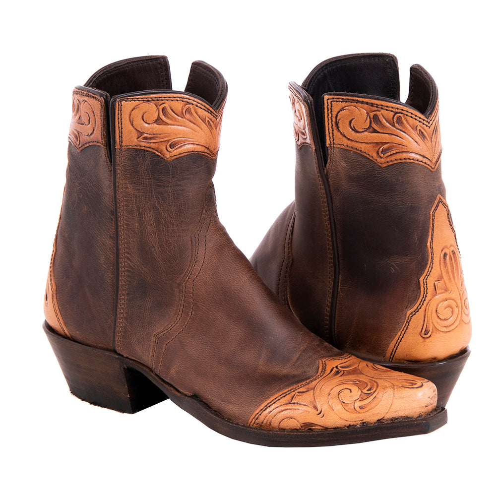 Ladies Short Antique Tooled Canella Goat Boots