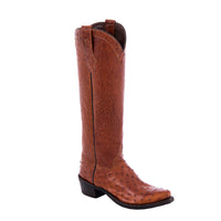 Ladies 16" Cognac Full Quill Ostrich Cowboy Boots