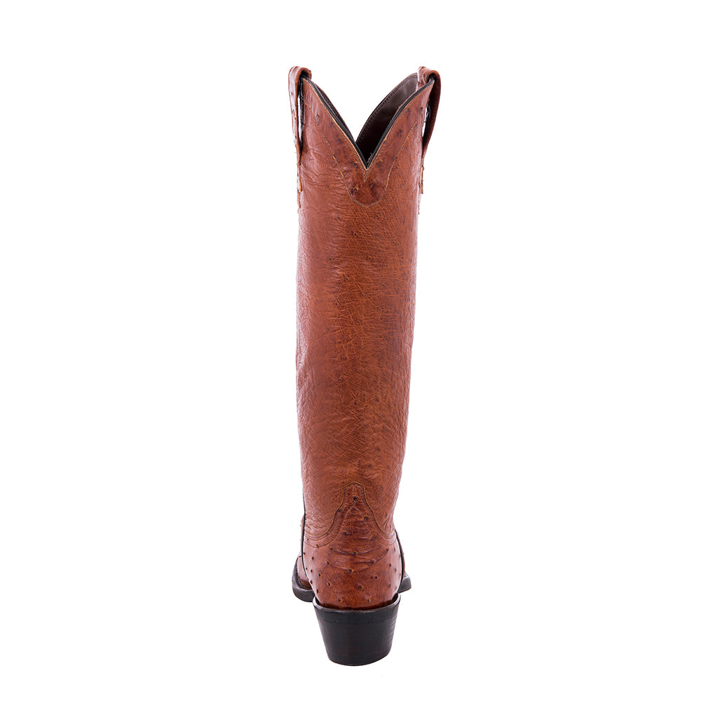 Ladies 16" Cognac Full Quill Ostrich Cowboy Boots