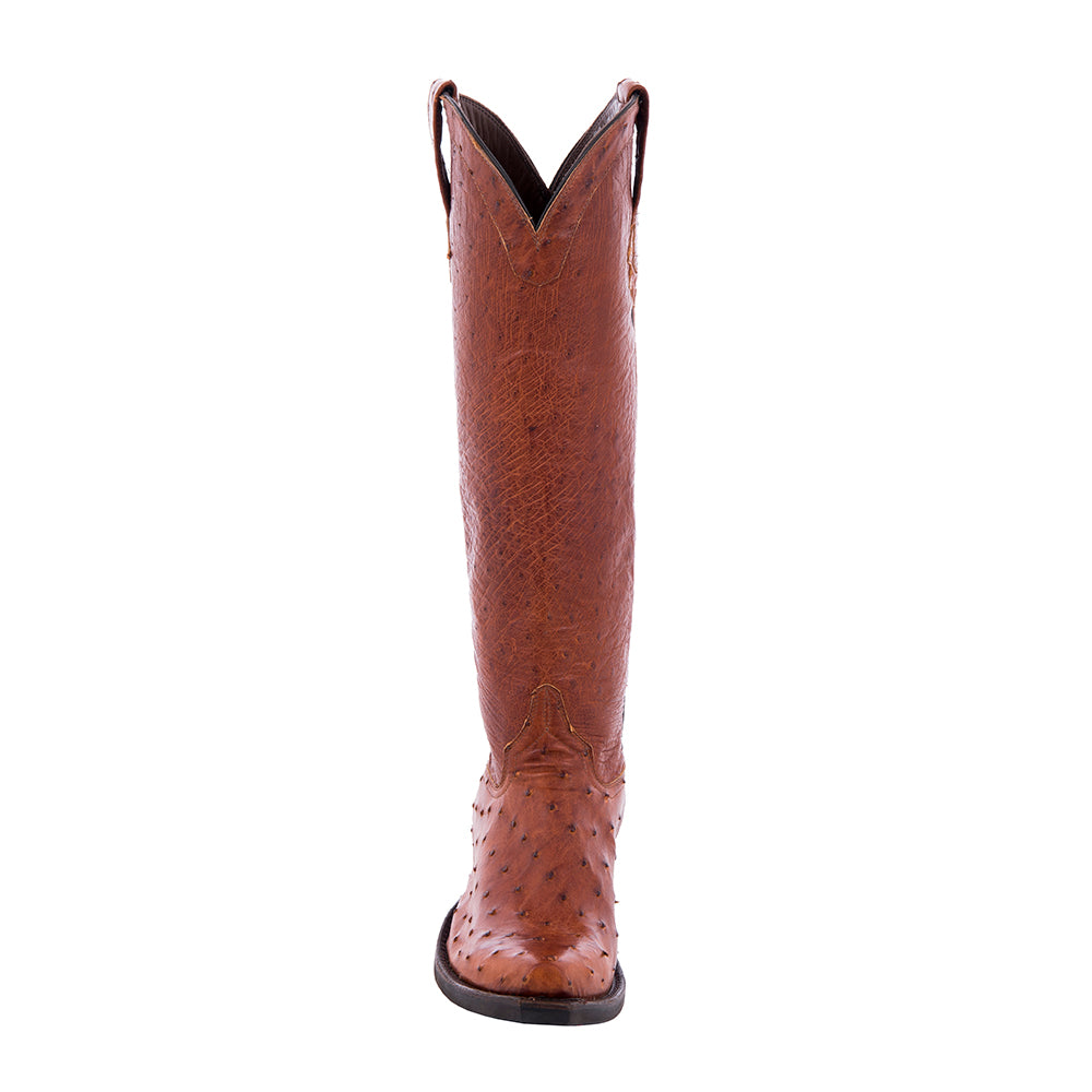 Ladies 16" Cognac Full Quill Ostrich Cowboy Boots
