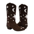 7 C FACTORY SECOND LADIES COWBOY 13" CHOCOLATE NUBUCK CUSTOM STAR INLAYS