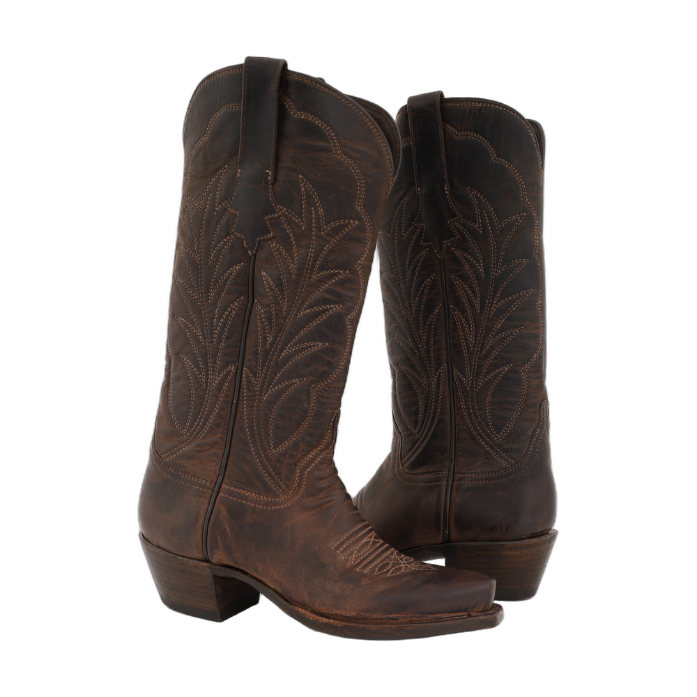 FACTORY SECOND LADIES 11-2 TOBAC GOAT WINN STITCH TOE BUG COWBOY BOOT