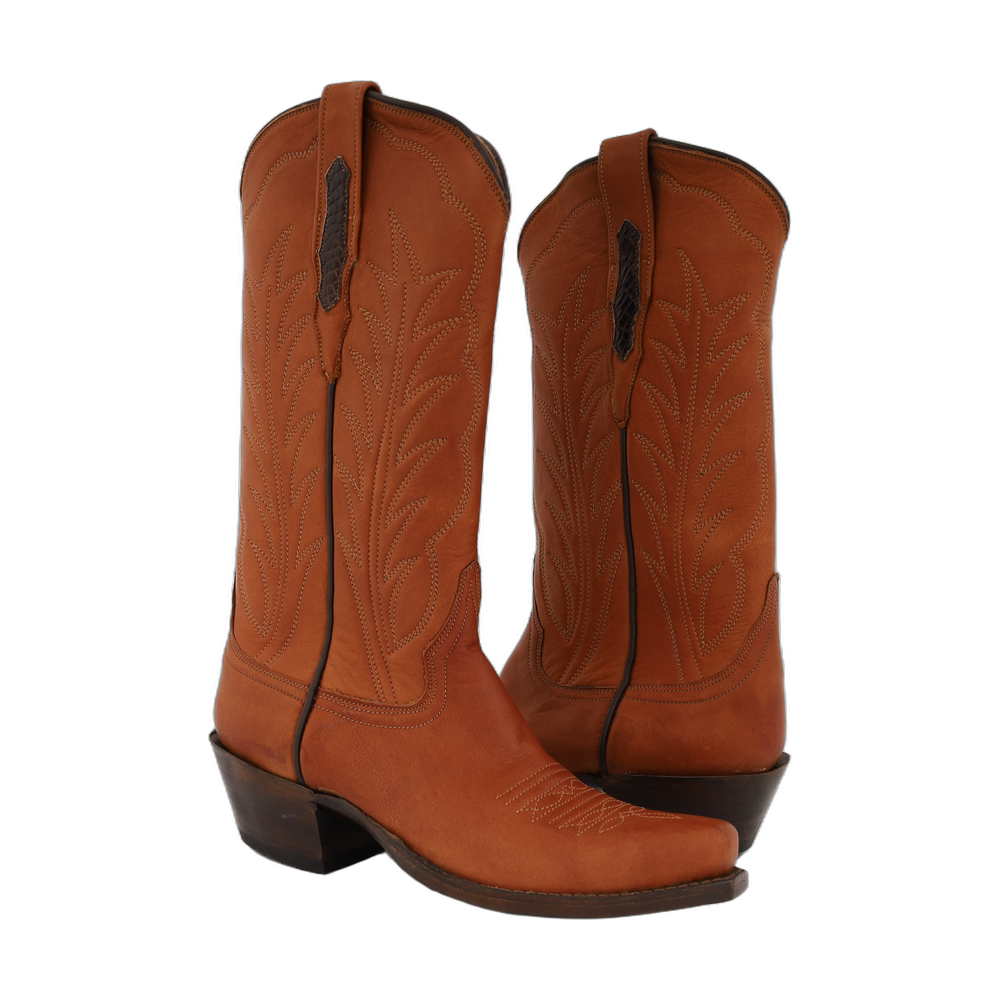 FACTORY SECOND LADIES COWBOY 13-2 BRITISH TAN ANILINE BURNISHED WINN STITCH TOE BUG 7.5 B